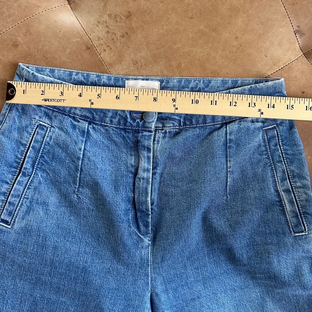Sezane Martin Cut Jeans High Rise Wide Leg Cotton French Girl Soft Blue 38 US 6